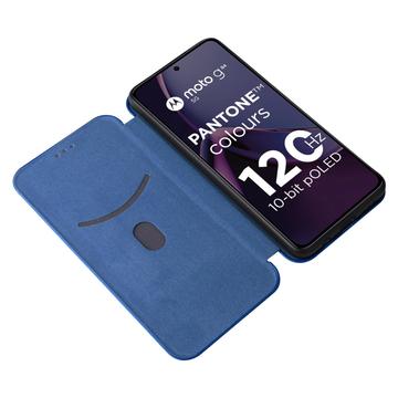 Motorola Moto G84 Flip Cover - Karbonfiber - Blå