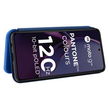 Motorola Moto G84 Flip Cover - Karbonfiber - Blå