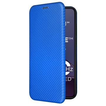 Motorola Moto G84 Flip Cover - Karbonfiber - Blå
