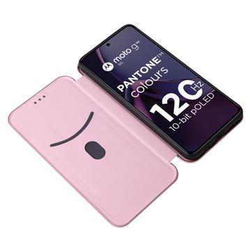 Motorola Moto G84 Flip Cover - Karbonfiber - Rødguld