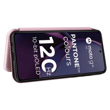 Motorola Moto G84 Flip Cover - Karbonfiber - Rødguld