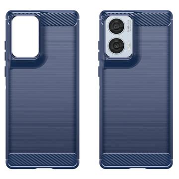 Motorola Moto G85/S50 Neo Børstet TPU Cover - Karbonfiber - Blå