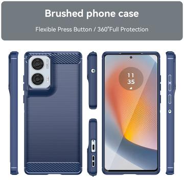Motorola Moto G85/S50 Neo Børstet TPU Cover - Karbonfiber - Blå