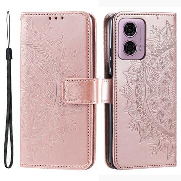 Motorola Moto G85/S50 Neo Mandala Series Etui med Pung - Rødguld