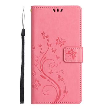 Motorola Moto G86 Butterfly Series Flip Cover med Pung - Pink