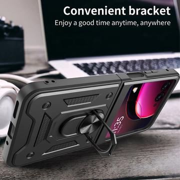 Motorola Razr 40 Ultra Hybrid Cover med Metal Stativ - Sort