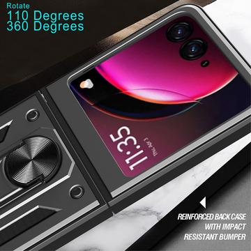 Motorola Razr 40 Ultra Hybrid Cover med Metal Stativ - Sort