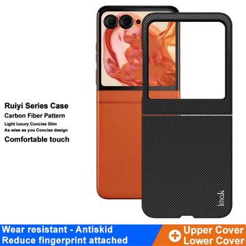 Motorola Razr 50/60/70 Imak Ruiyi Hybrid Cover - Karbonfiber - Sort