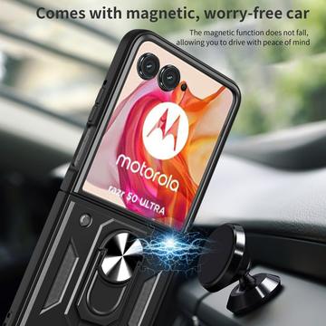 Motorola Razr 50 Ultra Hybrid Cover med Ring Holder - Rød