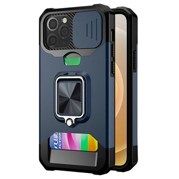 Multifunktionel 4-i-1 iPhone 12/12 Pro Hybrid Cover - Navy Blå