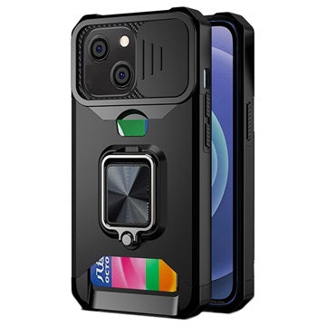 Multifunktionel 4-i-1 iPhone 13 Hybrid Cover - Sort