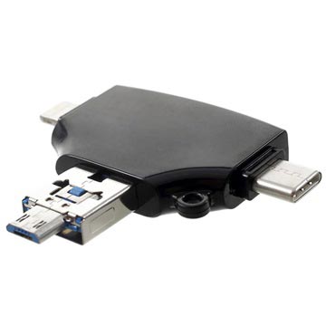 4-i-1 Multifunktionel MicroSD/SD Kortlæser - Sort