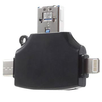 4-i-1 Multifunktionel MicroSD/SD Kortlæser - Sort