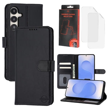 Samsung Galaxy S25+ MyTPhone CardMate MagSafe Læder Pung Cover med Kortholder, Stativ, 2x Skærmbeskyttelse - sort