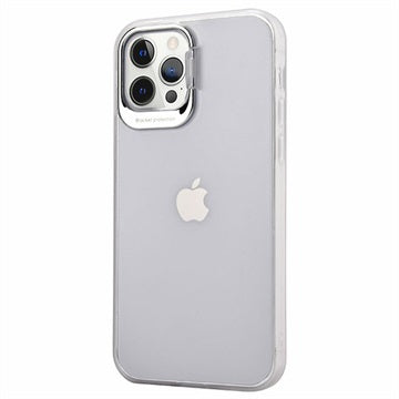 iPhone 12/12 Pro Hybrid Cover med Skjult Stand - Hvid / Gennemsigtig