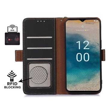 Nokia C32 Læderpung med RFID - Sort