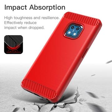Nokia XR20 Børstet TPU Cover - Karbonfiber - Rød