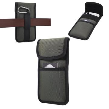 Nylon-taljevæsk med kortholder og karabinhage, 6.7-7" - grøn