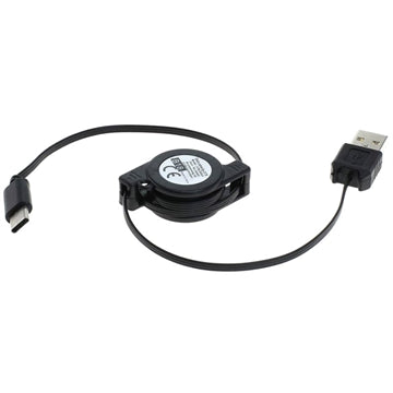 OTB USB-A 2.0 / USB-C Rulbart Datakabel - 70cm - Sort