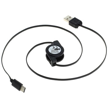 OTB USB-A 2.0 / USB-C Rulbart Datakabel - 70cm - Sort