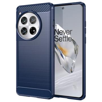 OnePlus 12 Børstet TPU Cover - Karbonfiber - Blå