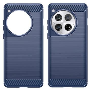OnePlus 12 Børstet TPU Cover - Karbonfiber - Blå