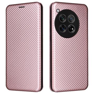 OnePlus 12 Flip Cover - Karbonfiber - Rødguld