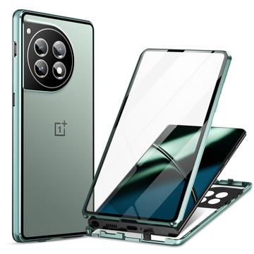 OnePlus 12 Magnetisk Cover med Hærdet Glas - Mørkegrøn