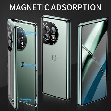 OnePlus 12 Magnetisk Cover med Hærdet Glas - Mørkegrøn