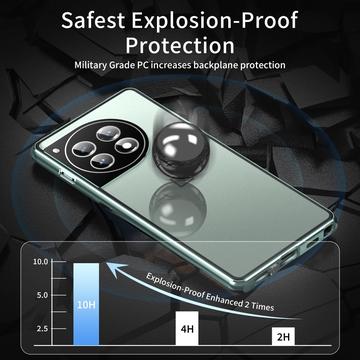 OnePlus 12 Magnetisk Cover med Hærdet Glas - Mørkegrøn