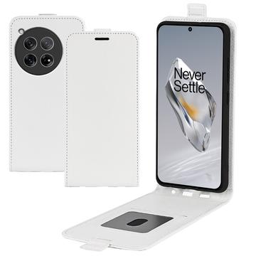 OnePlus 12 Vertikal Flip Taske med Kortholder - Hvid