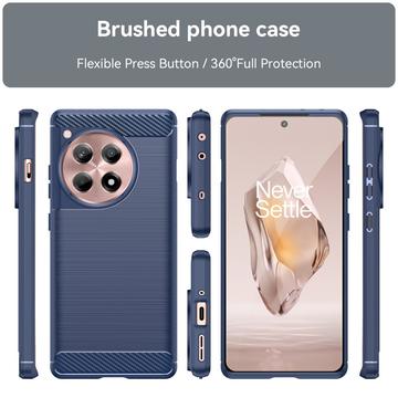 OnePlus 12R/Ace 3 Børstet TPU Cover - Karbonfiber - Blå