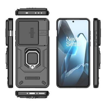 OnePlus 13 Roterende Ring Hybrid Cover med Kameraskjold - Sort