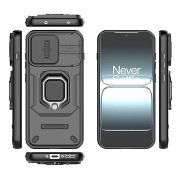 OnePlus 13T/13s Roterende Ring Hybrid Cover med Kameraskjold - Sort