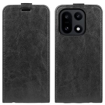 OnePlus 15 Vertikal Flip Etui med Kortholder - Sort