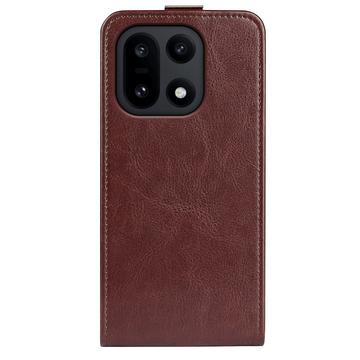 OnePlus 15 Vertikal Flip Etui med Kortholder - Brun