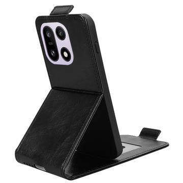 OnePlus 15 lodret flip-etui med stativ - sort