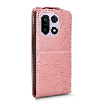 OnePlus 15 lodret flip-etui med stativ - rosaguld