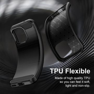 OnePlus 15T Børstet TPU Cover - Karbonfiber - Sort