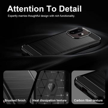 OnePlus 15T Børstet TPU Cover - Karbonfiber - Sort
