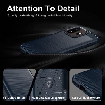 OnePlus 15T Børstet TPU Cover - Karbonfiber - blå