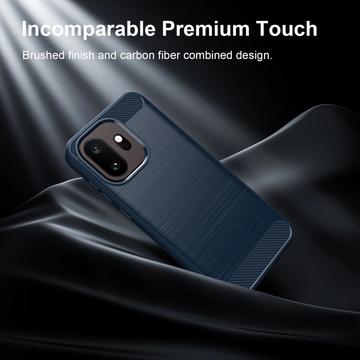 OnePlus 15T Børstet TPU Cover - Karbonfiber - blå
