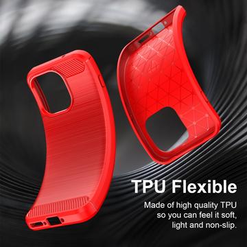 OnePlus 15T Børstet TPU Cover - Karbonfiber - rød