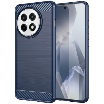 OnePlus Ace 5/5 Pro/13R Børstet TPU Cover - Karbonfiber - Blå