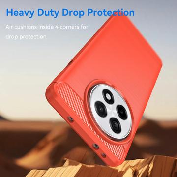 OnePlus Ace 5/5 Pro/13R Børstet TPU Cover - Karbonfiber - Rød