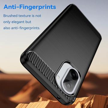 OnePlus Ace 5 Racing/Nord CE5 Børstet TPU Cover - Karbonfiber - Sort