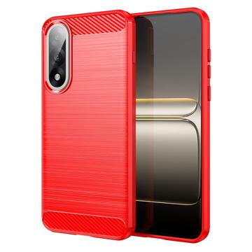 OnePlus Ace 5 Ultra/Nord 5 Børstet TPU Cover - Karbonfiber - rød