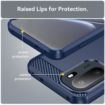 OnePlus Ace 6/6T/15R Børstet TPU Cover - Karbonfiber - blå