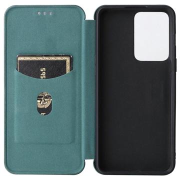 OnePlus Nord 2T Flip Cover - Karbonfiber - Grøn