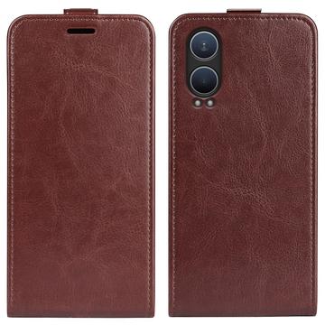 OnePlus Nord CE4 Lite/Oppo K12x Vertikal Flip Taske med Kortholder - Brun